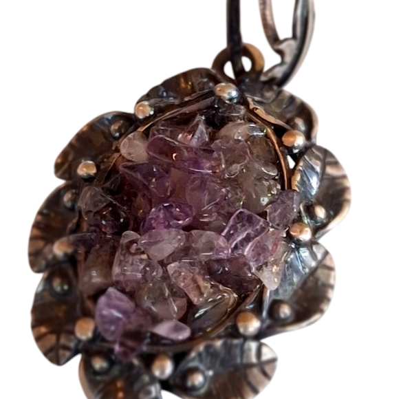 30" Milor Italy 925 Sterling Silver Chain 8.8 grams Unique Amethyst Chip Druzy - Picture 6 of 11
